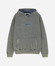 DAMN CURVED CUT HOODIE WASHED BLUE