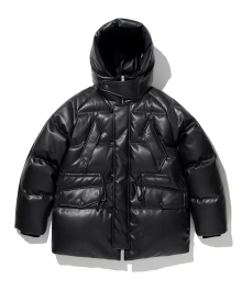 vegan leather shelter down parka black