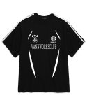 밴웍스(VANNWORKS) 소매 테잎 블록코어 유니크 오버핏 반팔 티셔츠 (VS0047) 블랙/화이트