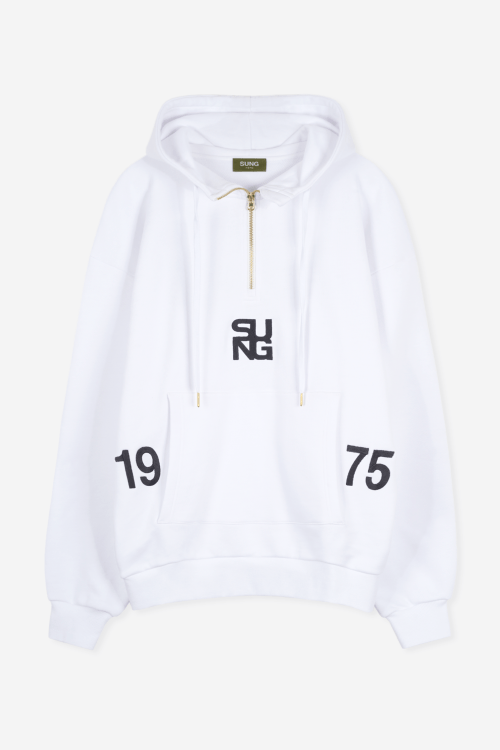 MUSINSA | SUNG1975 1975 Half Zip Hoodie [White] / ONE SIZE