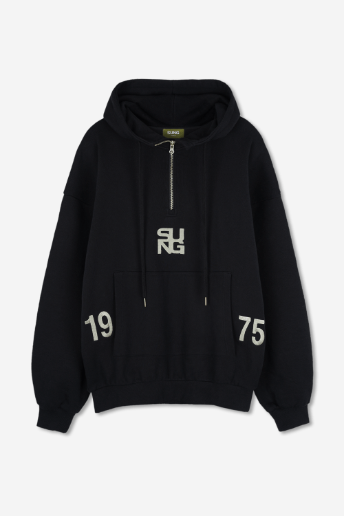 MUSINSA | SUNG1975 1975 Half Zip Hoodie [Black] / ONE SIZE