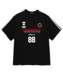 밴웍스(VANNWORKS) 투톤 유니폼 로고 오버핏 반팔 티셔츠 (VS0055) 블랙/레드