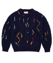 CABLE CREW NECK KNIT navy