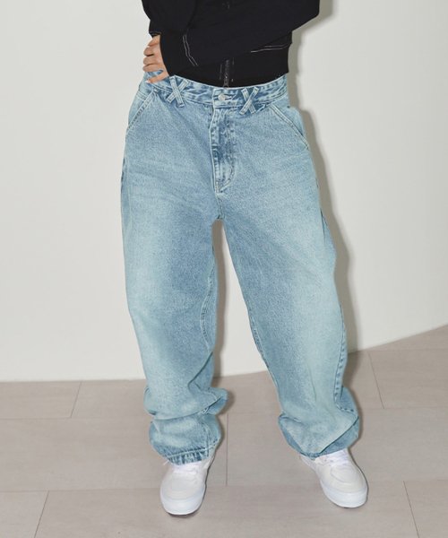 CAT WASHED DENIM брюки LIGHT BLUE