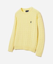 HERITAGE DAN CABLE ROUND KNIT LIGHT YELLOW