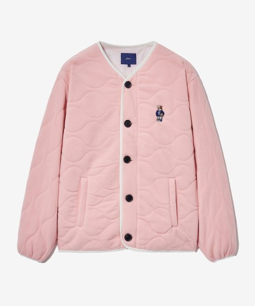 MUSINSA YALE Embroidered Dan Caraless Quilted Fleece Jacket_Pink