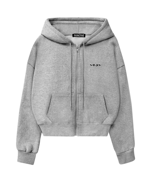 Fleece Cropped ZiP Hoodie серый