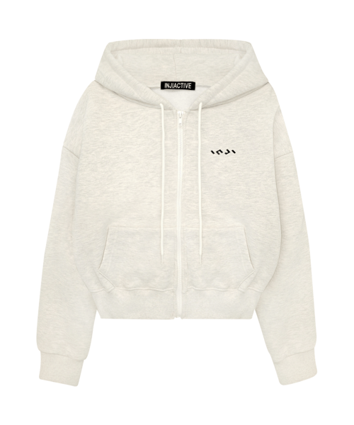 Fleece Cropped ZiP Hoodie бежевый