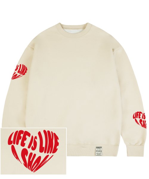 MUSINSA | GRAVER [UNISEX]Multi-Life Logo Heart Sweatshirt_Cream