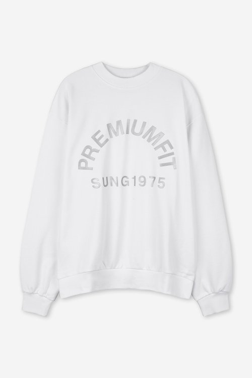 MUSINSA | SUNG1975 Curved logo sweatshirt [white] / 3 SIZE