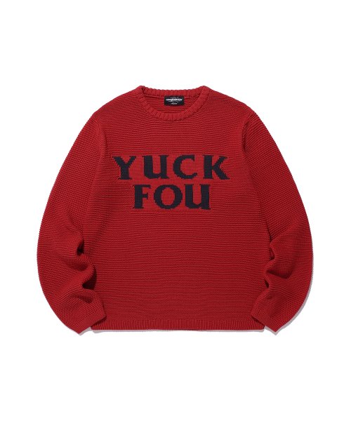 Tシャツ・カットソー [NICEGHOSTCLUB]YUCK FOU NET KNIT TEE_RED (NG2ESUK604A) 나이스고스트클럽(NICEGHOSTCLUB) YUCK FOU NET KNIT TEE_RED