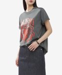 가니(GANNI) 여성 스트로베리 프린트 반소매 티셔츠 - 그레이 / T3769490