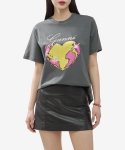 가니(GANNI) 여성 하트 프린트 반소매 티셔츠 - 그레이 / T3770490