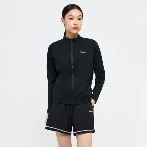 WOMEN ESSENTIAL RELAX FIT ZIP UP RASHGUARD BLACK