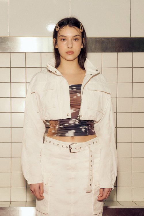 HOODED CROP JACKET (WHITE)