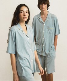 [모달] (couple) Essential Mint Grey Short Pajama Set