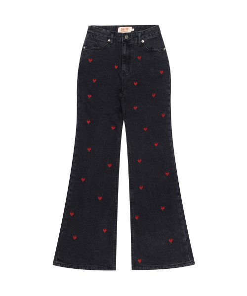 DAISY HEART BOOTCUT PANTS black