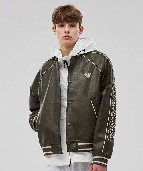 PIPING LEATEHR JUMPER [KHAKI]