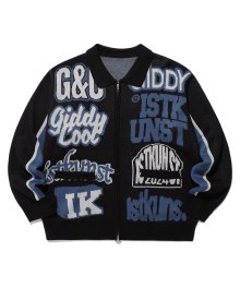 BIG LOGO KNIT ZIP UP_BLACK(IK2ESMK680A)