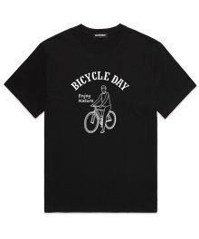 BICYCLE DAY 오버핏 반팔 티셔츠 (VS0058) 블랙