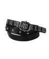 Numeral Stud Leather Belt Black