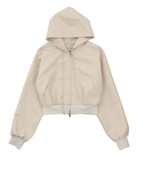 кожа худ молния джампер [BEIGE]