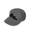 Flower Boucle embroidered Hickory Cap- Black/White