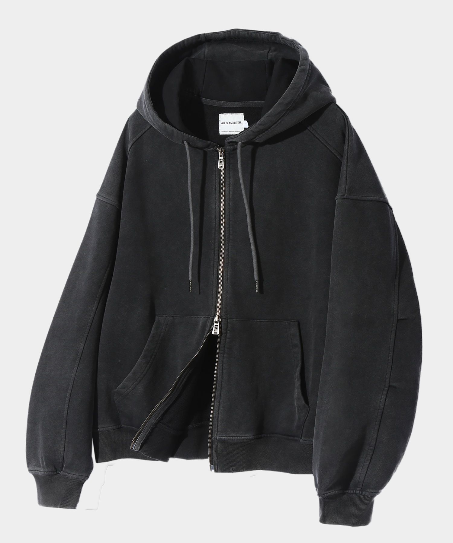 (ASI) FOUR-SEASON ESSENTIAL PIGMENT HOODED ZIP-UP_CHACOAL GRAY