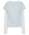 Riffle Shirring Layered Top [Blue]