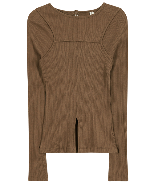 Back Slit Layered Top [Brown]