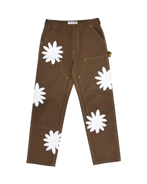 HAND PAINTED FLOWER CITY PANTS (BROWN)