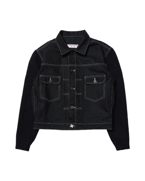 2023 HYBRID KNIT TRUCKER JACKET (BLACK)