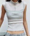Knitted Strap Sleeveless Top [Gray]