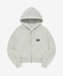 SMALL STAR TAIL CROP HOODIE ZIP UP OATMEAL