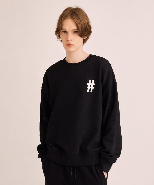 MUSINSA | BEENTRILL Classic Hashtag Overfit Sweatshirt (Black)