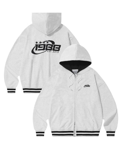 Худи на молнии с круглым логотипом 1988-light grey