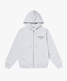 STITCHED BIG LOGO ZIP-UP HOODIE-MELANGE GREY