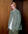 Embroidered Ombre Check Shirt (TEAL GREEN)