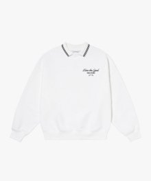 STACK LOGO COLLARED SWEAT-OFF WHITE