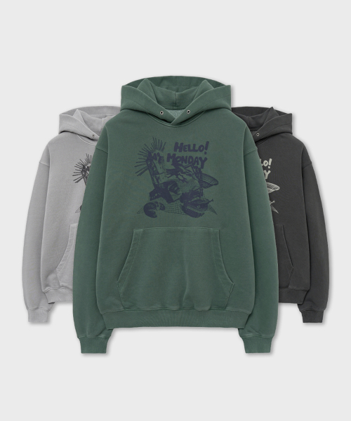 Худи с винтажным принтом Overdyed : 3 colors