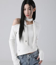 Bonnie Off-shoulder Scarf T-shirt IVORY