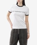 지방시(GIVENCHY) 로고 링거 반소매 티셔츠 - 화이트:블랙 / BW70BF3YAC116