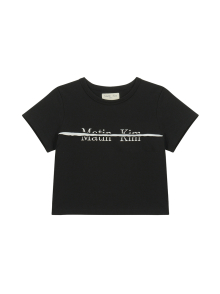 LOGO CUTTED CROP TOP IN BLACK