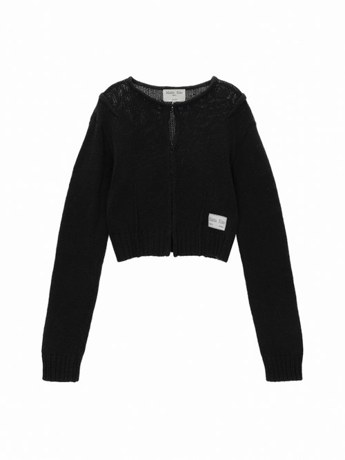 MATIN KIM】HOOK KNIT CARDIGAN IN BLACK-