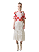 그리디어스(GREEDILOUS) White Issue 04 Red Biscuit Check Pattern Short Sleeve