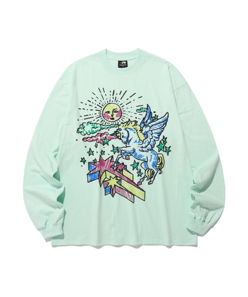 Tシャツ・カットソー [NICEGHOSTCLUB]HEAVENLY UNICORN BIG BIG L/S TEE_MINT(NG2ES MUSINSA | NICE GHOST CLUB HEAVENLY UNICORN BIG BIG L/S
