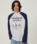 와이케이(WAIKEI) 말티즈 아카이브 래글런 롱슬리브 티셔츠 멜란지화이트
