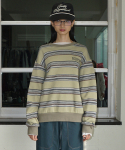 스컬프터(SCULPTOR) Stripe Vintage Sweatshirt Khaki