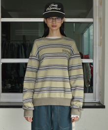 Stripe Vintage Sweatshirt Khaki