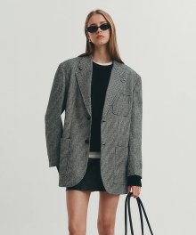 UNISEX OVERSIZED WOOL BLAZER BLACK CHECK_UDJA4A107BK